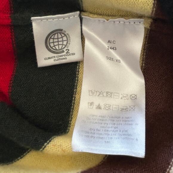 GANNI Cashmere Stripe Sweater XS w/ Crystal Buttons Preppy Chic Quiet Luxury - Picture 9 of 10